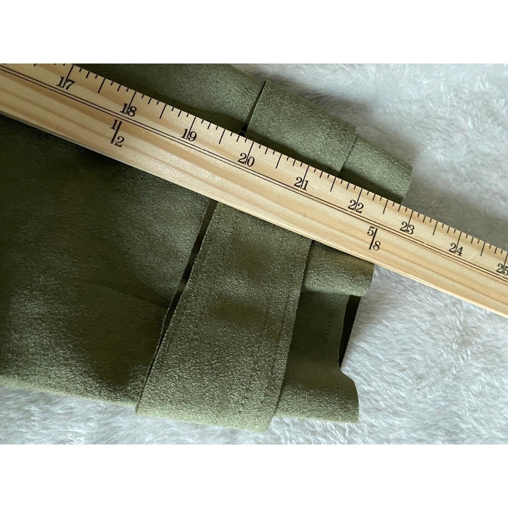 Love for Humanity Double Breasted Couture Trench Coat Women L Olive Faux Suede - Picture 12 of 13